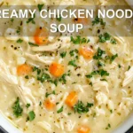 Creamy Chicken Noodle Soup for Irresistible Comfort 6 CREAMY CHICKEN NOODLE SOUP centered hero view, clean and uncluttered