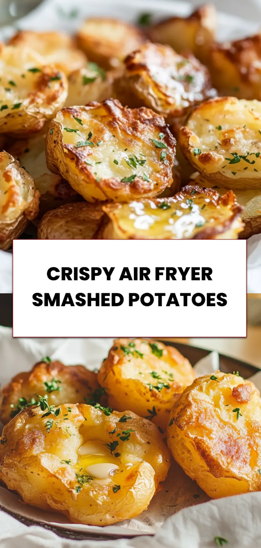 Crispy Air Fryer Smashed Potatoes: Simple Mouthwatering Recipe 5 Crispy air fryer smashed potatoes with fresh herbs and golden edges served as a side pin
