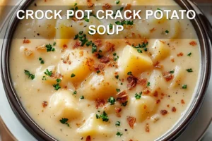 CROCK POT CRACK POTATO SOUP centered hero view, clean and uncluttered