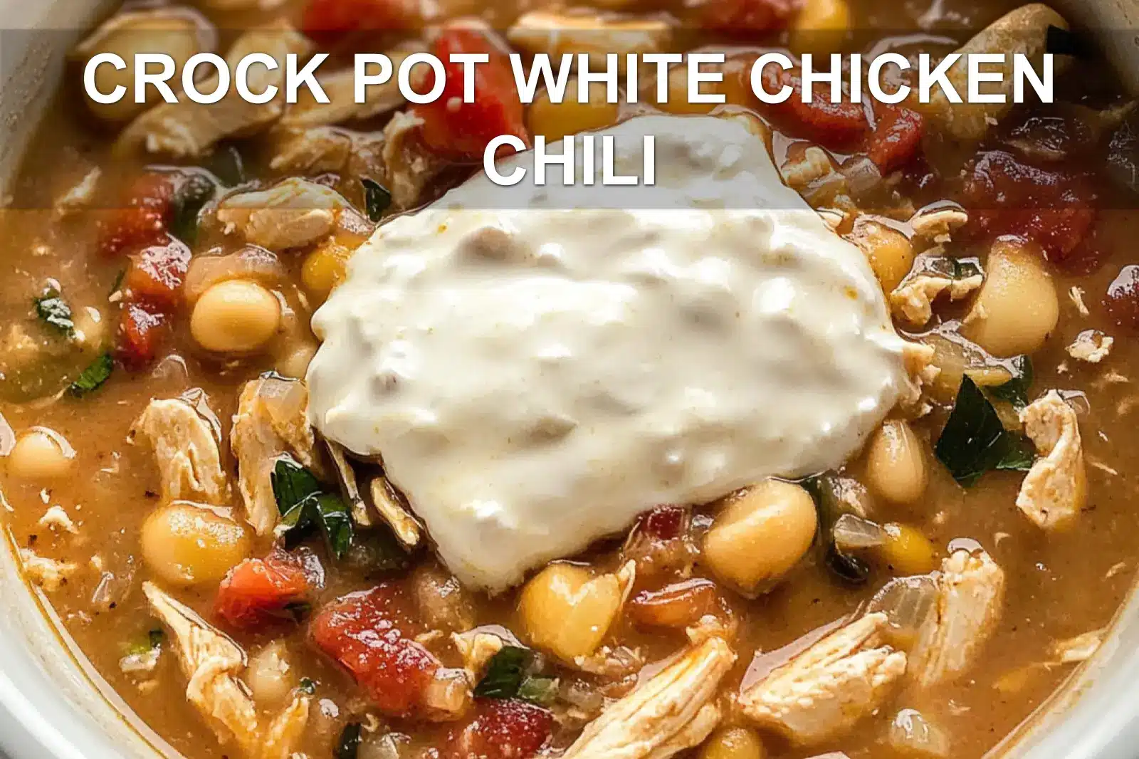 CROCK POT WHITE CHICKEN CHILI centered hero view, clean and uncluttered