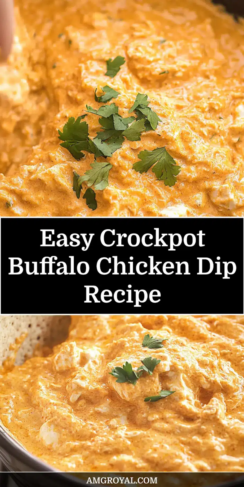 Buffalo Chicken Dip served from the crockpot alongside veggie dippers and chips