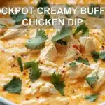 Crockpot Creamy Buffalo Chicken Dip Recipe That Is Irresistible 6 CROCKPOT CREAMY BUFFALO CHICKEN DIP centered hero view, clean and uncluttered