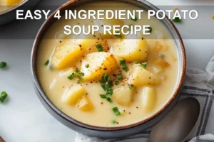 Easy 4 Ingredient Potato Soup Recipe to Enjoy Today EASY 4 INGREDIENT POTATO SOUP RECIPE centered hero view, clean and uncluttered