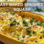 EASY BAKED SPAGHETTI SQUASH centered hero view, clean and uncluttered