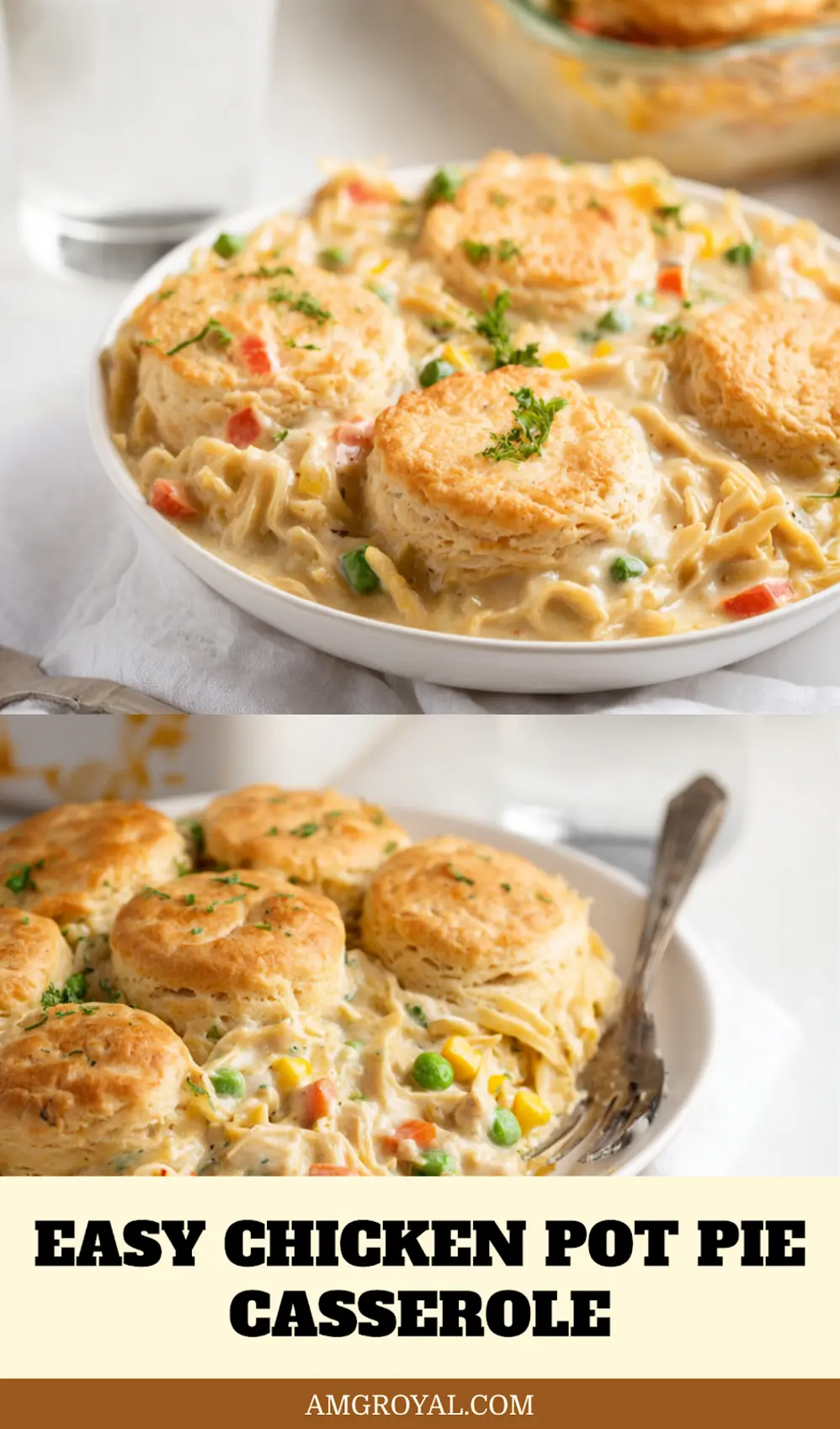 Easy Chicken Pot Pie Casserole: Irresistibly Quick Magic 5 Close-up of Easy Chicken Pot Pie Casserole with creamy filling and golden biscuits