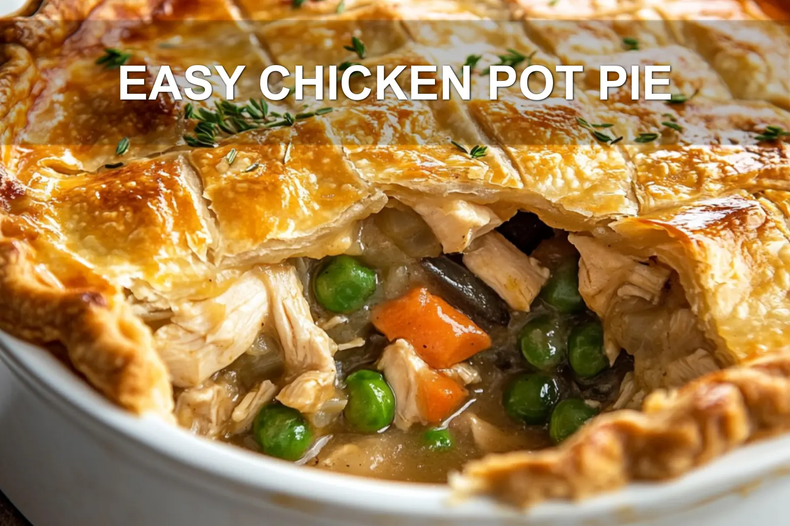 Easy Chicken Pot Pie Recipe You Must Try Now 4 EASY CHICKEN POT PIE centered hero view, clean and uncluttered