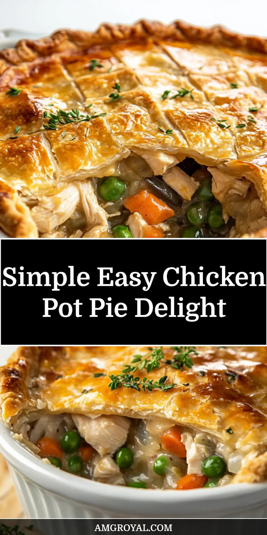 Easy Chicken Pot Pie Recipe You Must Try Now 6 Freshly baked easy chicken pot pie bubbling with golden crust ideal for Pinterest sharing