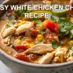 EASY WHITE CHICKEN CHILI RECIPE centered hero view, clean and uncluttered