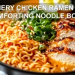 FIERY CHICKEN RAMEN A COMFORTING NOODLE BOWL creamy ramen with chicken and delicately cooked egg