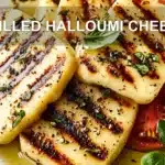 GRILLED HALLOUMI CHEESE centered hero view, clean and uncluttered