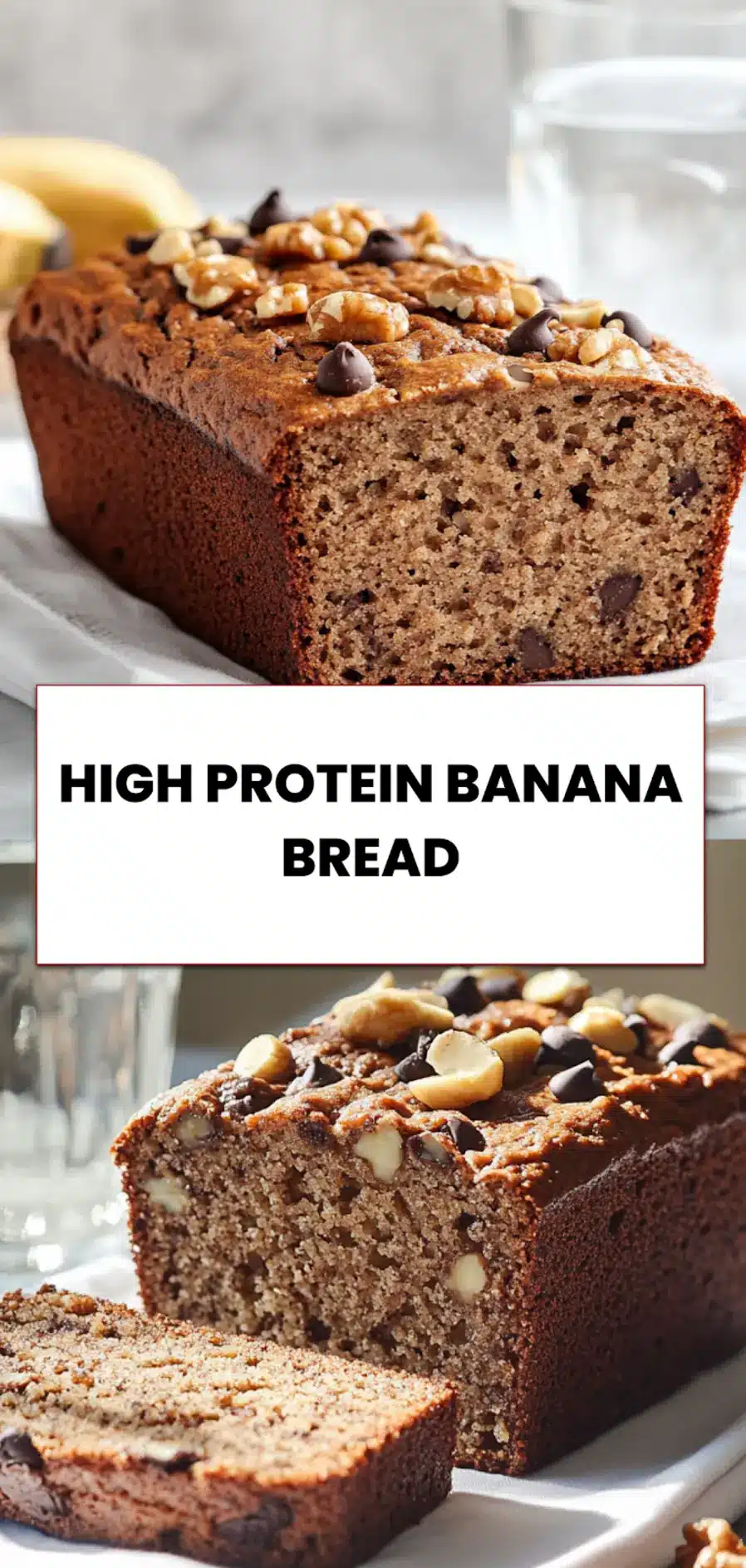 High Protein Banana Bread Recipe: Delicious and Easy 5 Pin-worthy sliced high protein banana bread on table with soft light