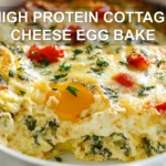 HIGH PROTEIN COTTAGE CHEESE EGG BAKE centered hero view, clean and uncluttered