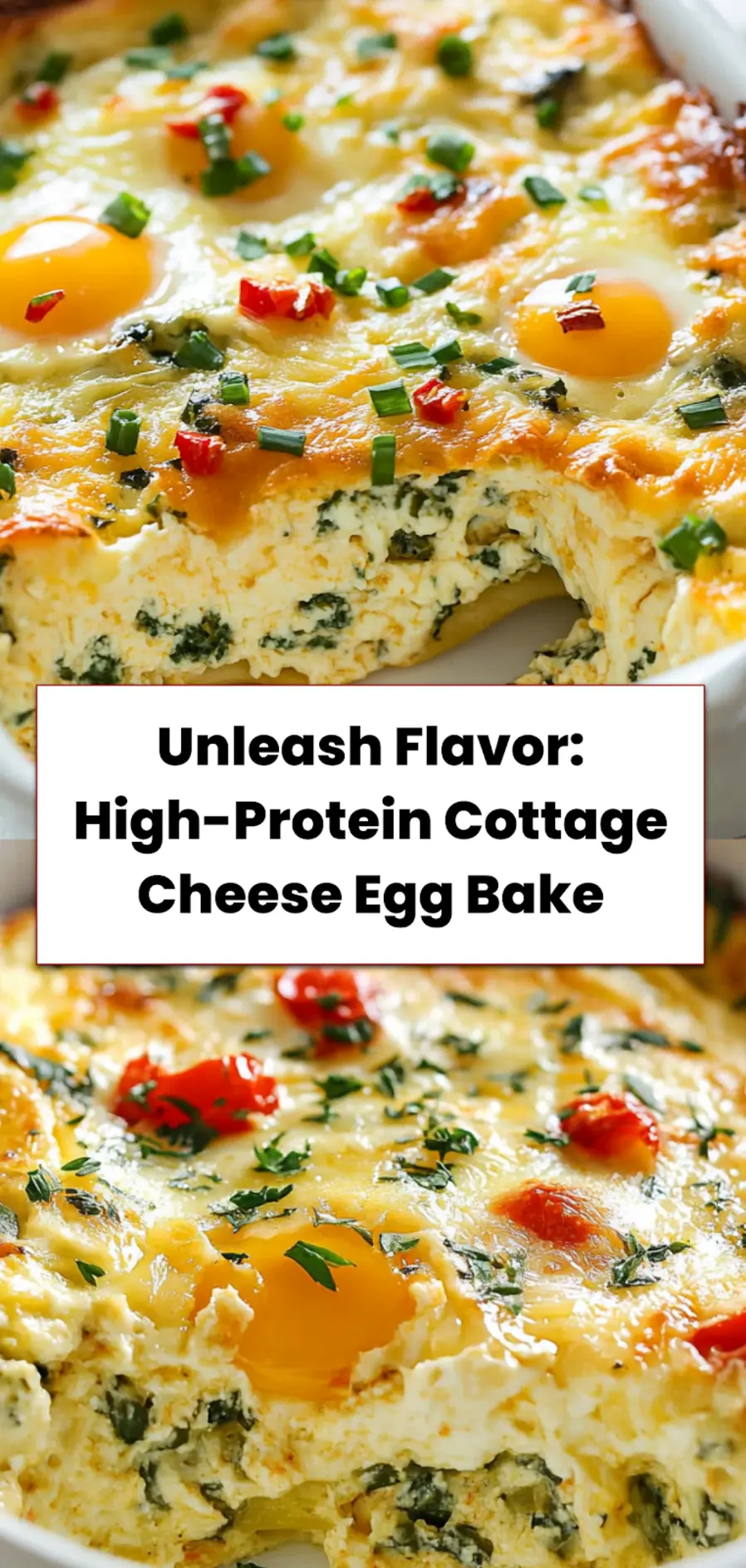 Finished high protein cottage cheese egg bake portioned in squares on a tray ready for serving