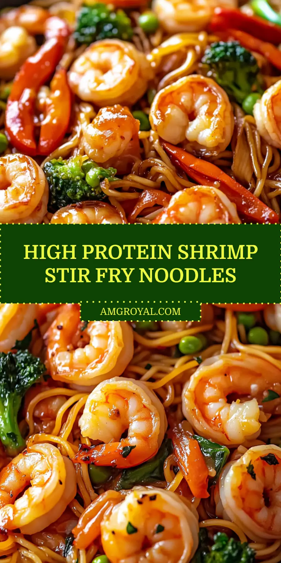 High-Protein Shrimp Stir Fry with Noodles: Easy Delicious Meal 5 Pinterest-optimized image of high-protein shrimp stir fry with noodles featuring vibrant veggies and garnished with sesame seeds