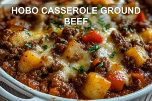 HOBO CASSEROLE GROUND BEEF centered hero view, clean and uncluttered