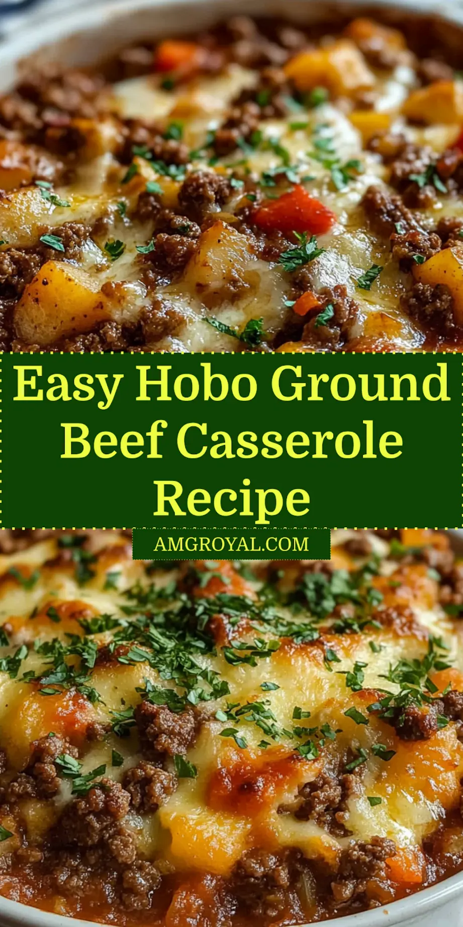 Hobo Casserole Ground Beef: Easy and Delicious Recipe 6 Styled image of baked hobo casserole ground beef with melted cheese crust