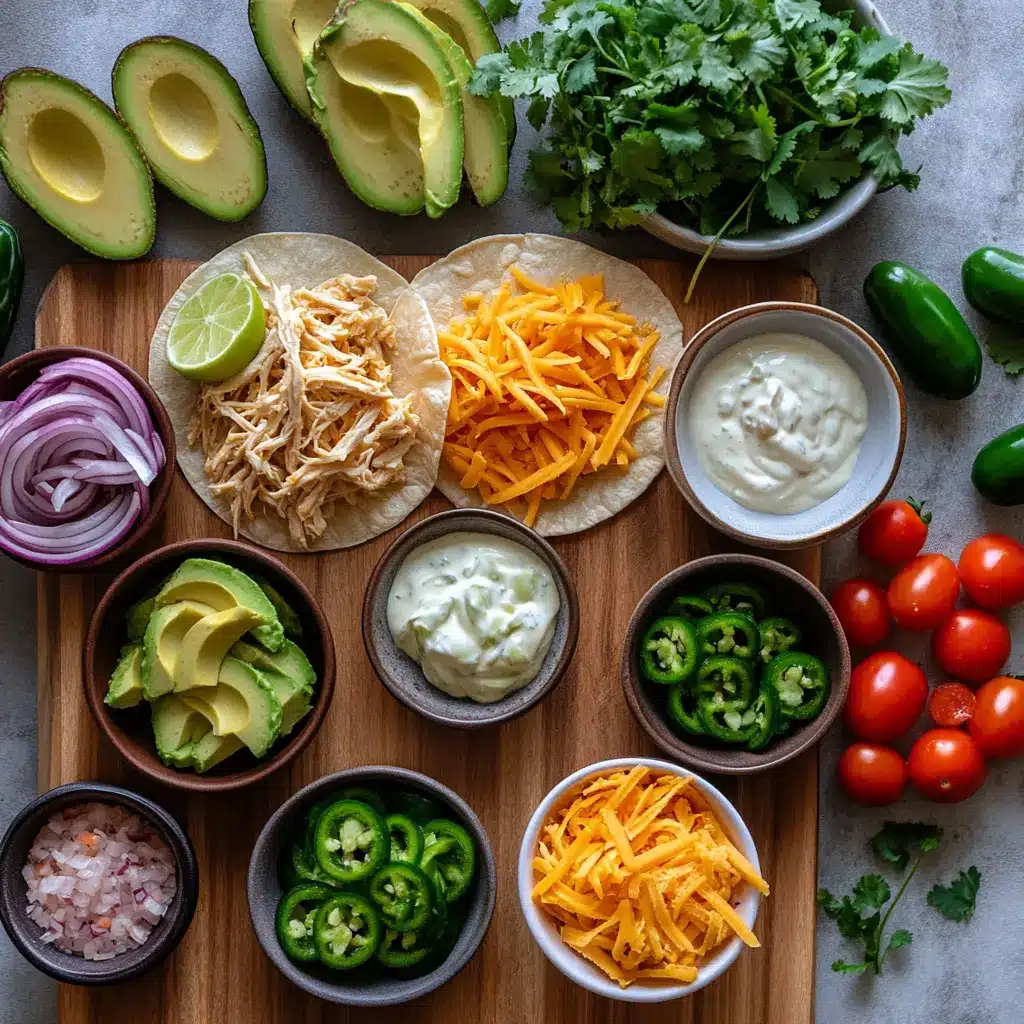 Baked Chicken Tacos: Delicious & Simple Protein Meal 4 Ingredients for baked chicken tacos: cooked chicken, corn tortillas, cheese on a kitchen counter