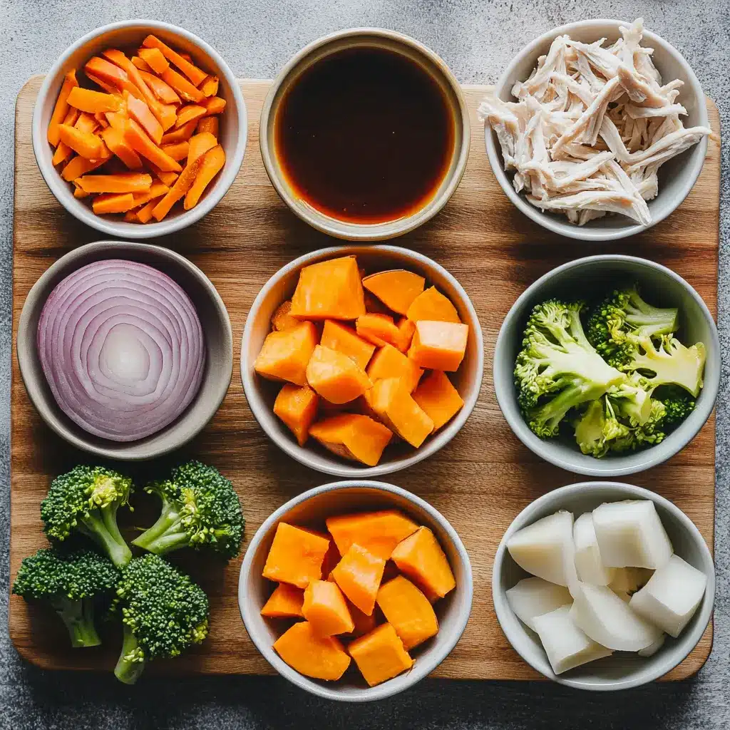BBQ Chicken Roasted Sweet Potato Bowls: Easy and Delicious 4 Ingredients neatly arranged for BBQ Chicken Roasted Sweet Potato Bowls recipe