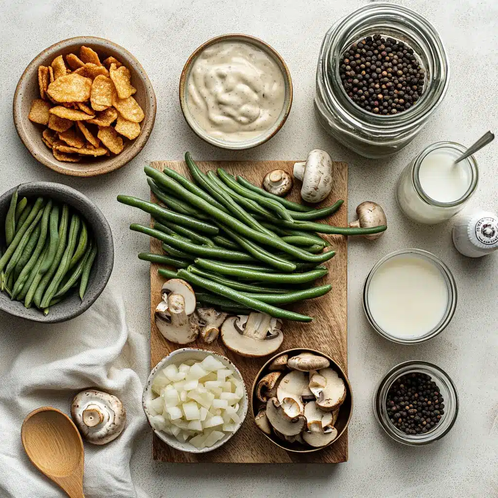 Campbells Green Bean Casserole: Delicious Easy Recipe 4 Ingredients for Campbell's Green Bean Casserole: green beans, mushroom soup, French fried onions