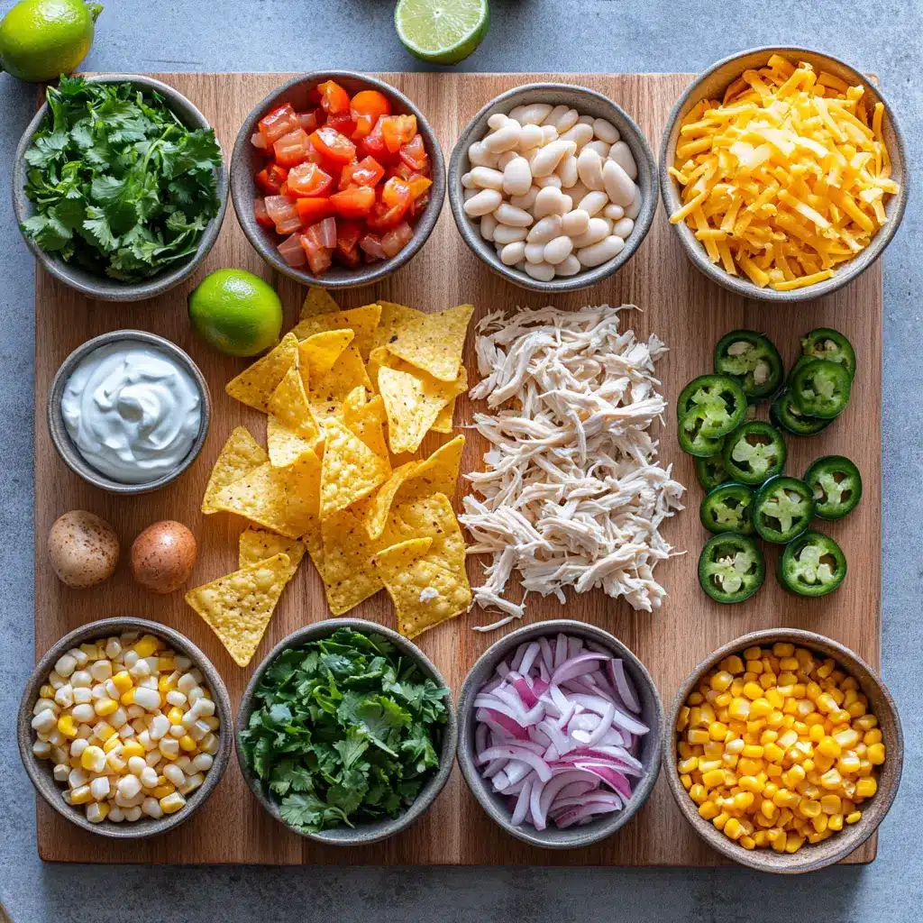 Easy White Chicken Chili Recipe: Simple and Delicious Meal 4 Ingredients laid out for easy white chicken chili recipe with chicken, white beans, green chiles, and spices
