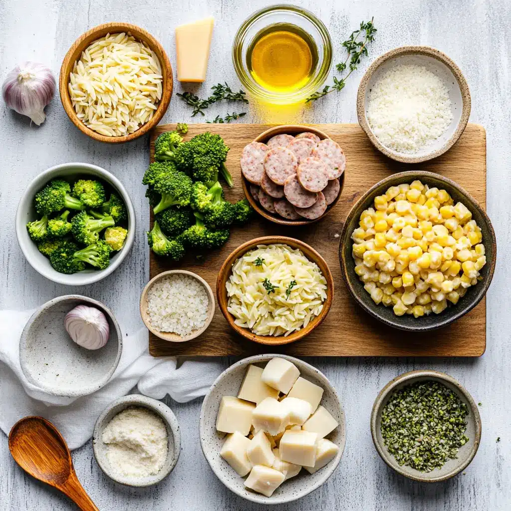 Simple and Delicious Tater Tot Casserole: Perfect Family Dinner 4 Ingredients for simple and delicious tater tot casserole with golden tater tots, cheesy orzo, broccoli, herbs