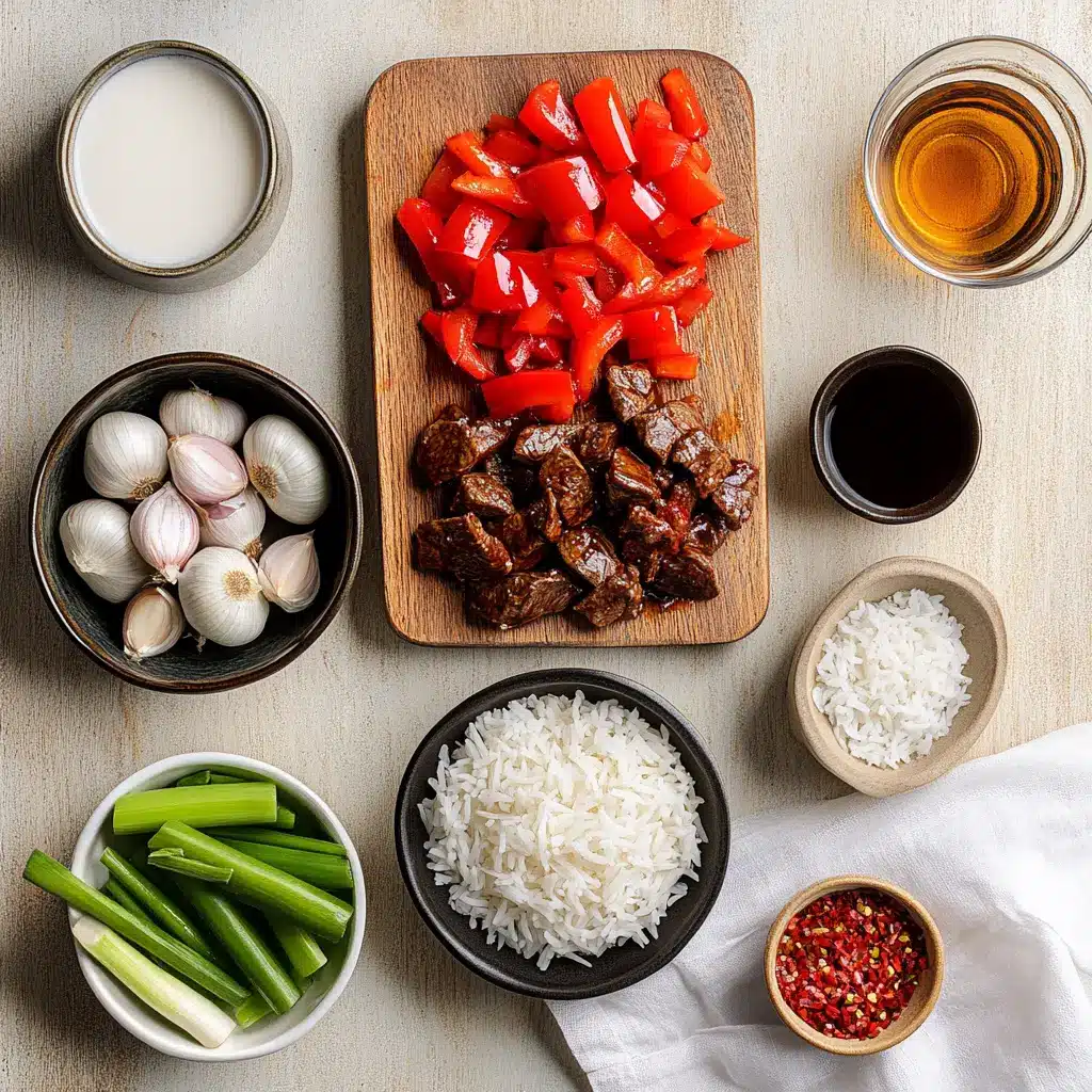 Sizzling Chinese Pepper Steak with Onions: Delicious Easy Recipe 4 Ingredients for sizzling Chinese pepper steak with onions: beef strips, hoisin sauce, fresh garlic, soy sauce, rice vinegar, sliced onions