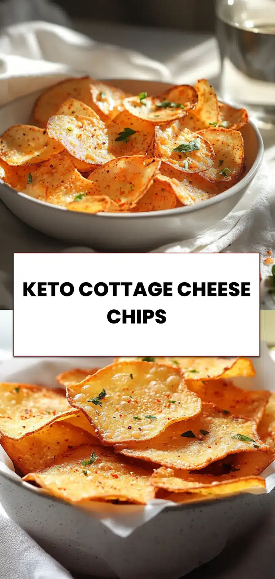 Keto Cottage Cheese Chips Recipe: Quick and Delicious Snack 5 Finished keto cottage cheese chips served with paprika and fresh herbs for healthy snacking