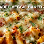 LOADED VEGGIE BAKED ZITI centered hero view, clean and uncluttered