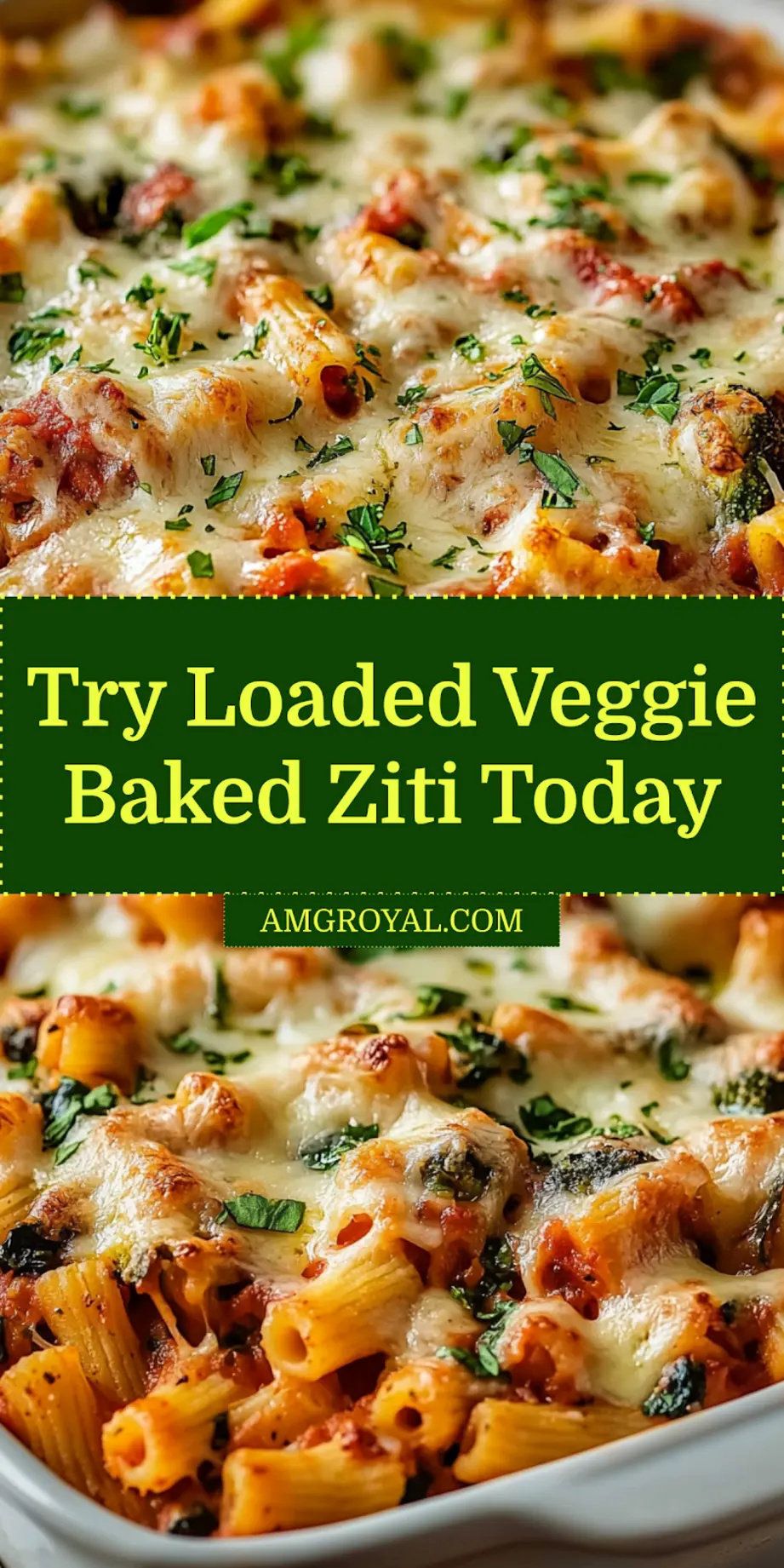 Loaded Veggie Baked Ziti You Must Try for Delicious Family Dinner 6 Plated baked ziti with vegetables and melted cheese, perfect for Pinterest sharing