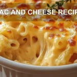 MAC AND CHEESE RECIPE centered hero view, clean and uncluttered