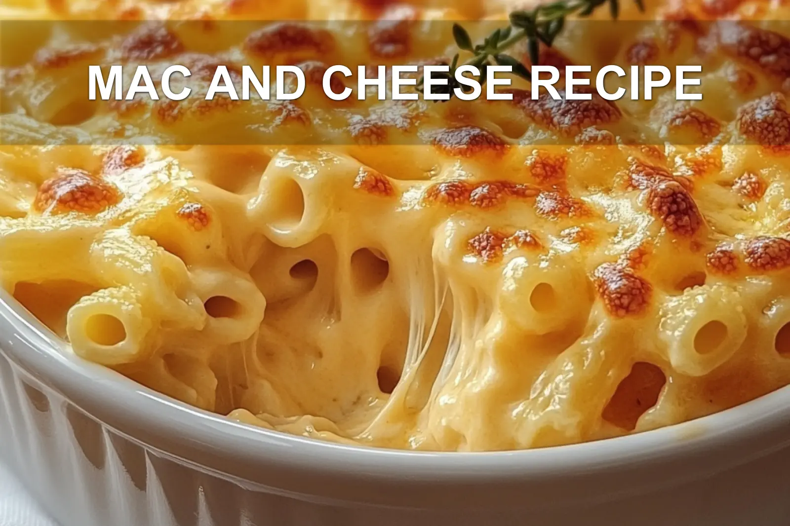 MAC AND CHEESE RECIPE centered hero view, clean and uncluttered