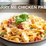MARRY ME CHICKEN PASTA creamy pasta with shredded chicken sun-dried tomatoes basil in warm glow