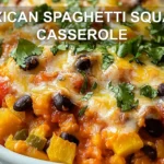 MEXICAN SPAGHETTI SQUASH CASSEROLE centered hero view, clean and uncluttered