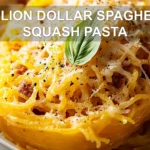 MILLION DOLLAR SPAGHETTI SQUASH PASTA centered hero view, clean and uncluttered