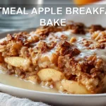 OATMEAL APPLE BREAKFAST BAKE hero image warm tones shallow depth of field glass water