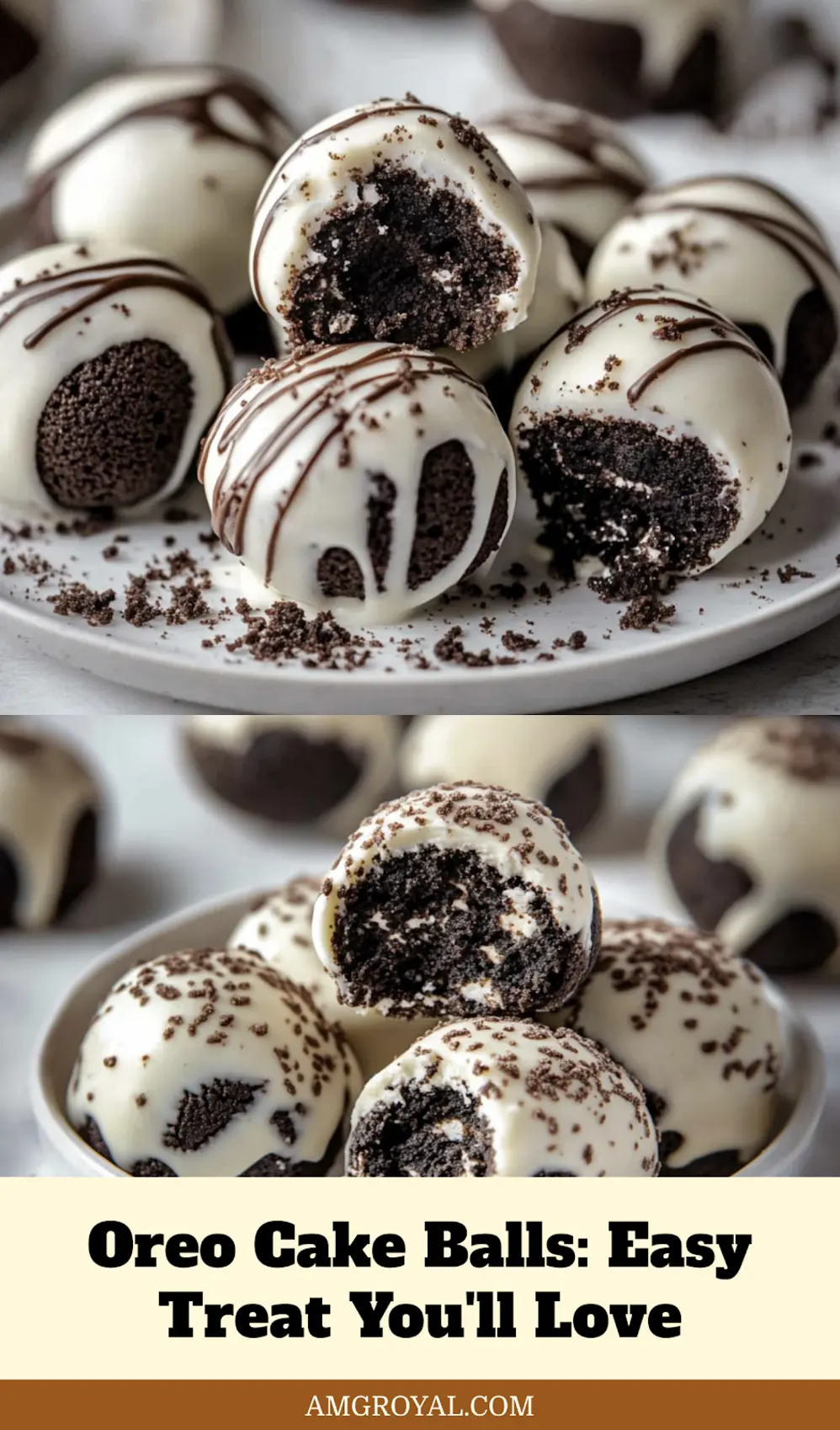 Oreo Cake Balls: Irresistibly Easy Sweet Snacks 5 Oreo cake balls arranged on parchment with drizzled chocolate and decorative sprinkles, ready to serve