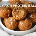 PUMPKIN PROTEIN BALLS on white napkin with warm natural light and soft shallow focus