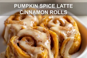 PUMPKIN SPICE LATTE CINNAMON ROLLS centered hero view, clean and uncluttered