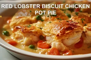 Red Lobster Biscuit Chicken Pot Pie Secrets Revealed RED LOBSTER BISCUIT CHICKEN POT PIE centered hero view, clean and uncluttered