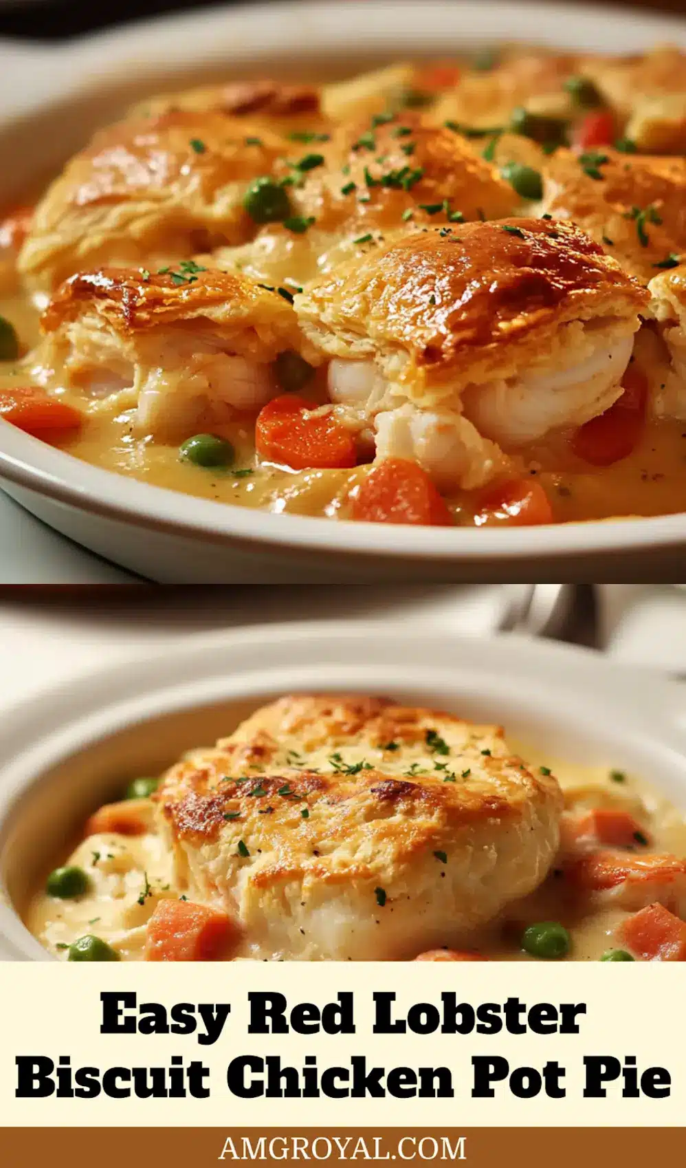 Red Lobster Biscuit Chicken Pot Pie Secrets Revealed 6 Finished Red Lobster Biscuit Chicken Pot Pie served hot with golden biscuits on top