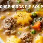 SHEPHERDS PIE SOUP centered hero view, clean and uncluttered