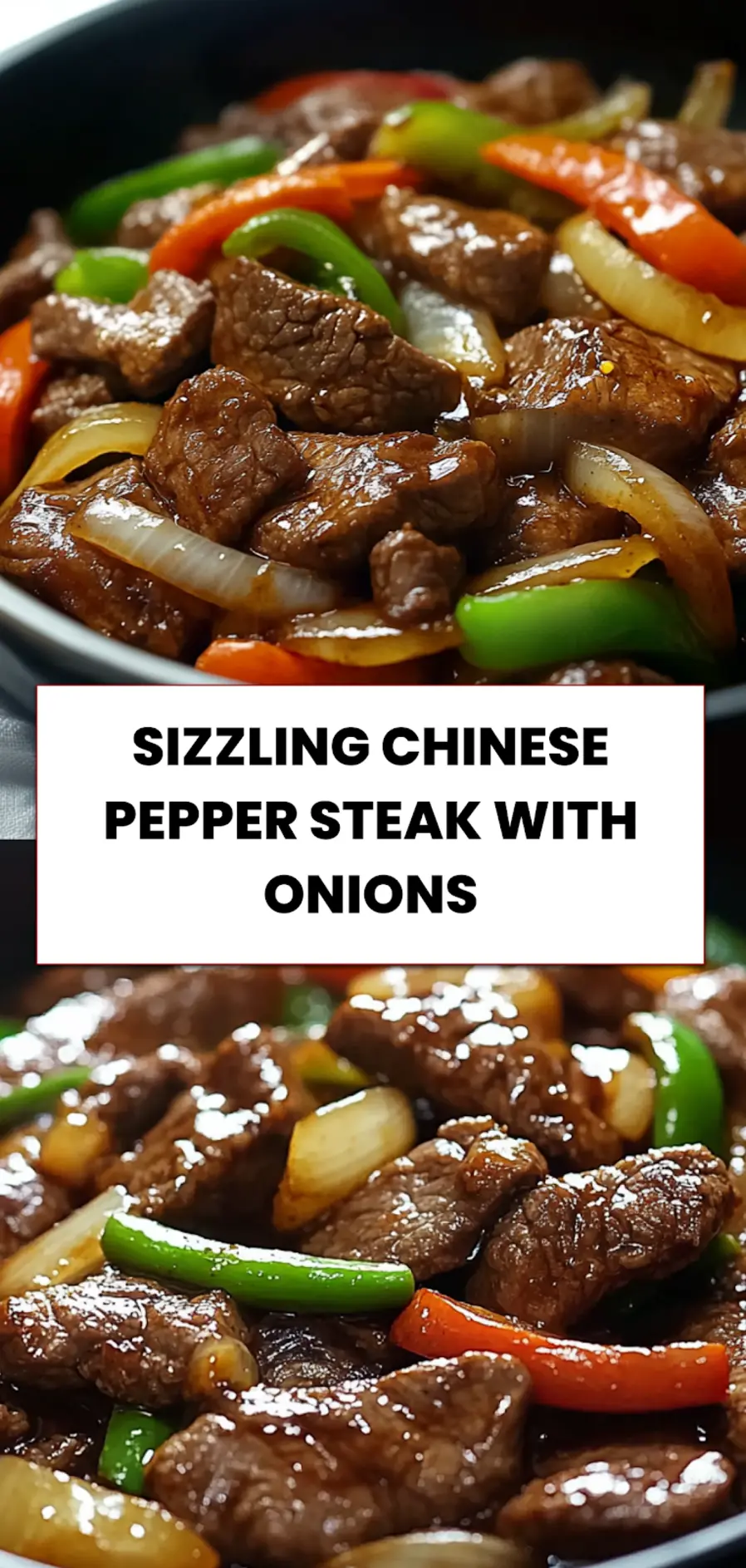 Sizzling Chinese Pepper Steak with Onions: Delicious Easy Recipe 5 Plated sizzling Chinese pepper steak with onions, garnished with scallions and paired with steamed white rice