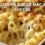 SOUTHERN BAKED MAC AND CHEESE centered hero view, clean and uncluttered
