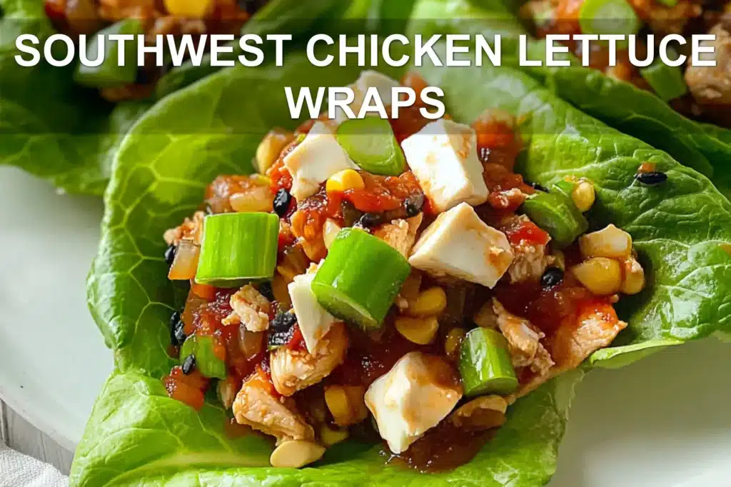 SOUTHWEST CHICKEN LETTUCE WRAPS centered hero view, clean and uncluttered