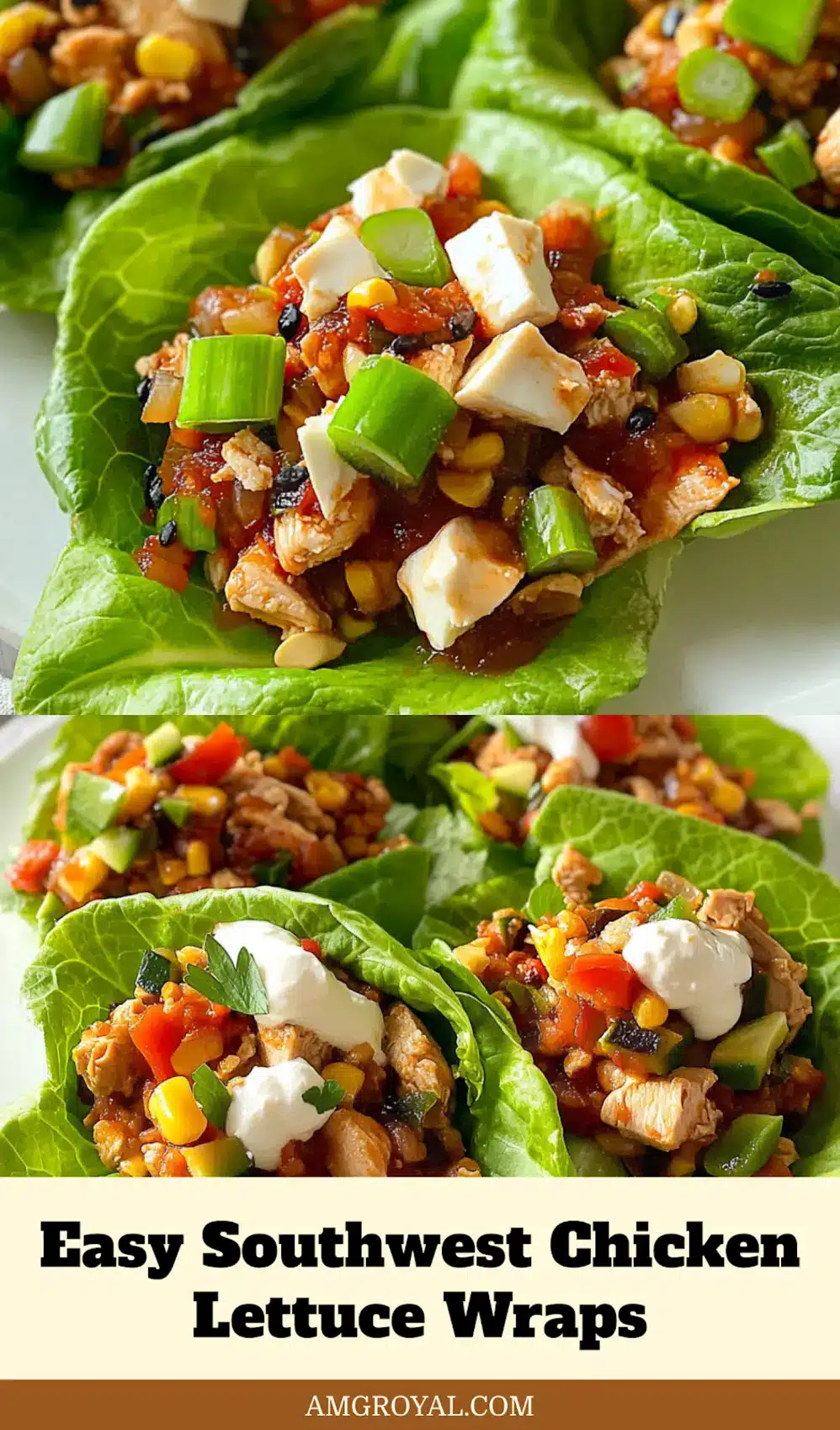 Southwest Chicken Lettuce Wraps Quick Easy Delicious 5 Presentation of Southwest Chicken Lettuce Wraps ready to serve in crisp lettuce cups with filling and toppings