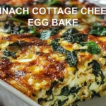 SPINACH COTTAGE CHEESE EGG BAKE golden baked casserole with spinach and scallions