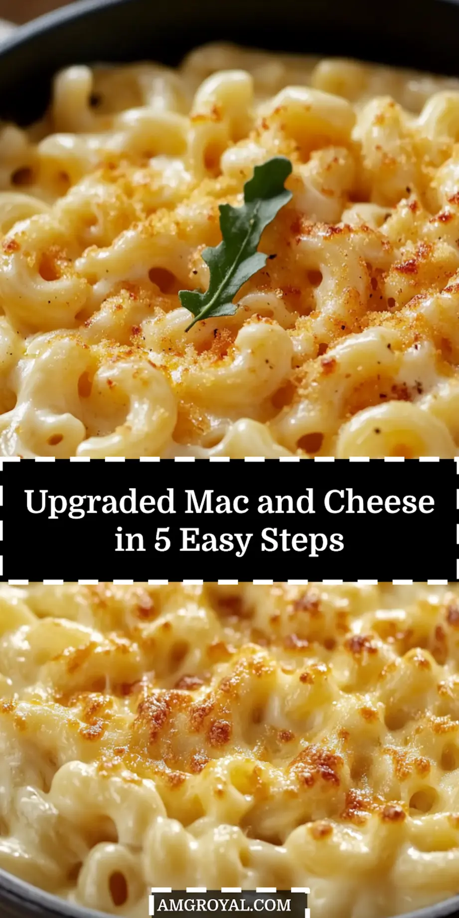 Upgraded Mac and Cheese: Ultimate Delicious Recipe 5 Baked Upgraded Mac and Cheese with golden top layer and serving spoon