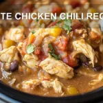 WHITE CHICKEN CHILI RECIPE centered hero view, clean and uncluttered