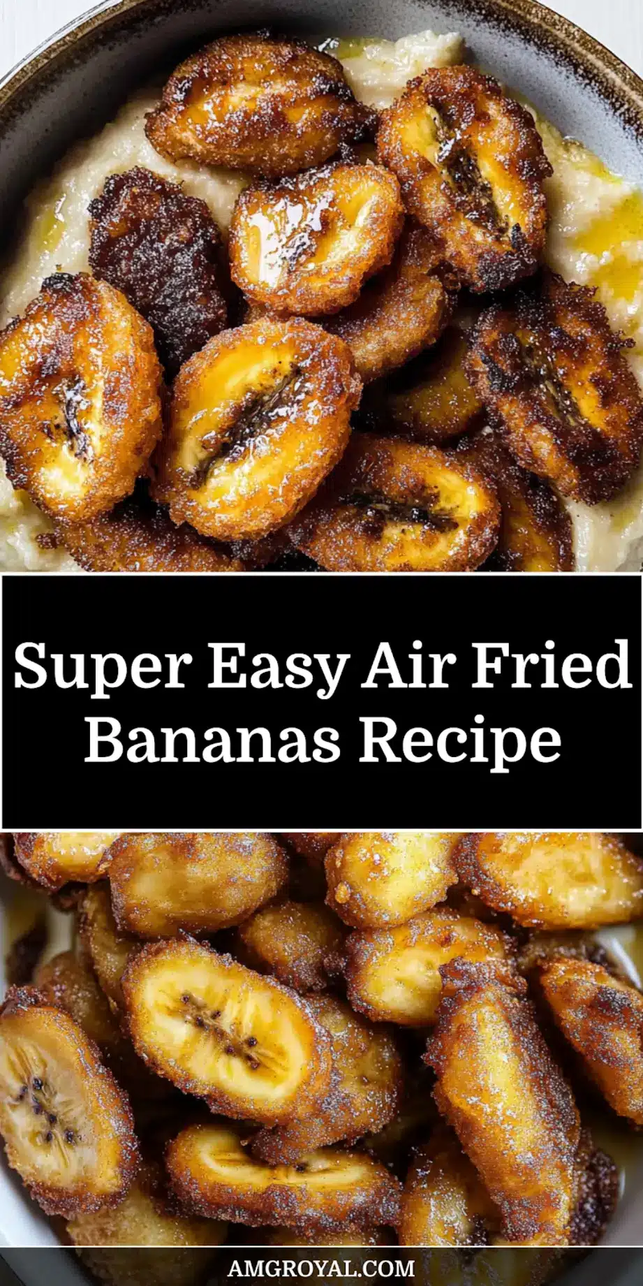 A beautifully styled image of air-fried banana slices, perfect for sharing on social media.