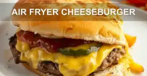 AIR FRYER CHEESEBURGER centered hero view, clean and uncluttered